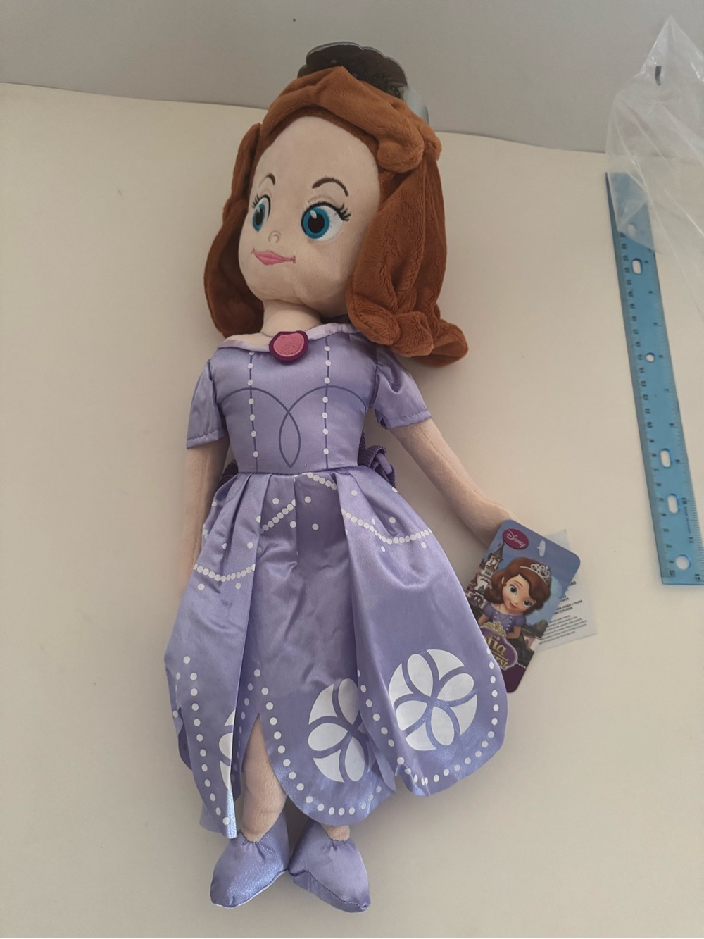 Disney Sofia the First Plush Doll in Purple Dress with Brown Hair
